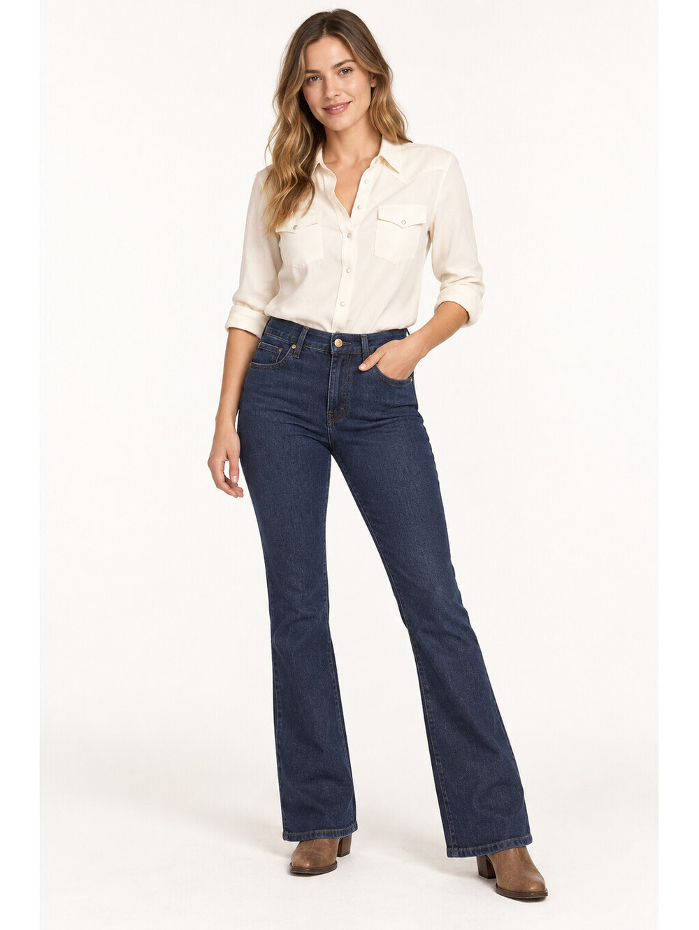 Rock & Roll Denim Women's 28x32 High Rise Bootcut Jeans Dark Wash Western